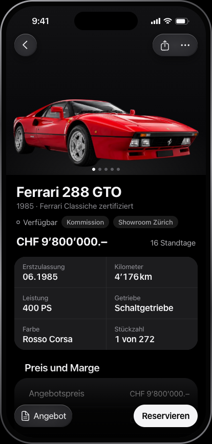 Fahrzeugdossier, iPhone, dunkel