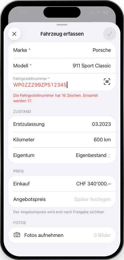 Fahrzeug erfassen, iPhone, hell