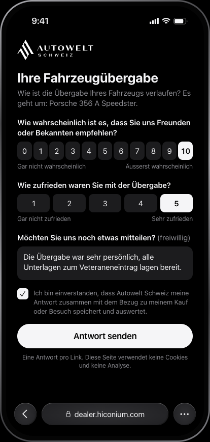 Kundenumfrage, iPhone, dunkel