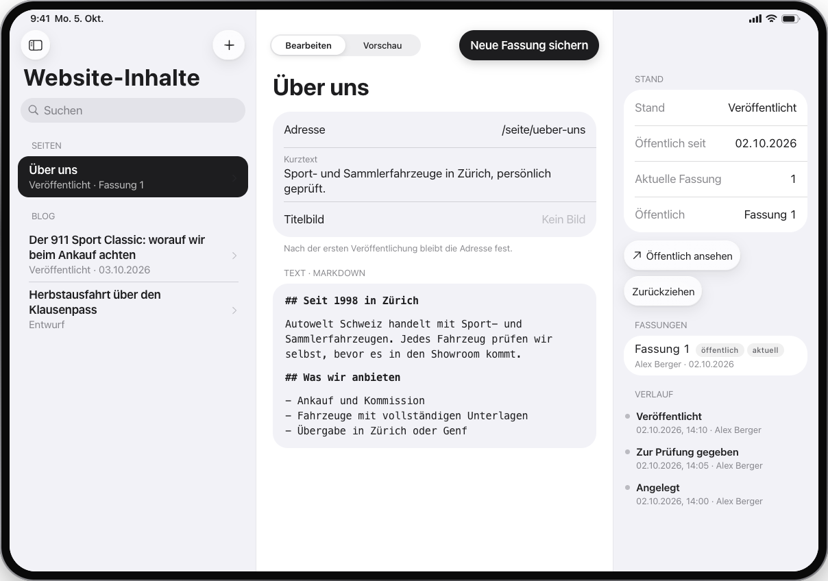 Website-Inhalte, iPadOS, hell