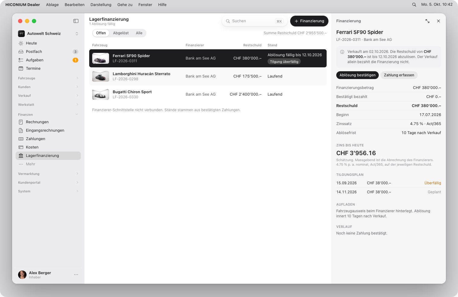 Lagerfinanzierung, macOS, hell