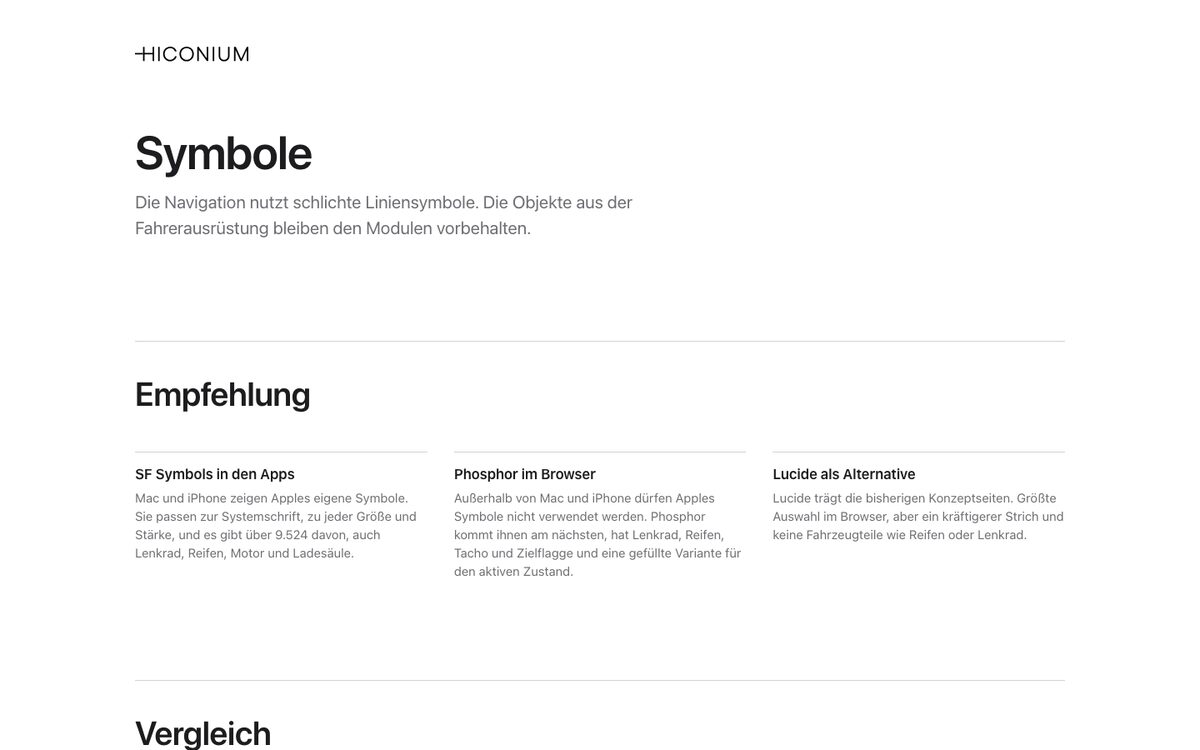 Symbole der Bereiche